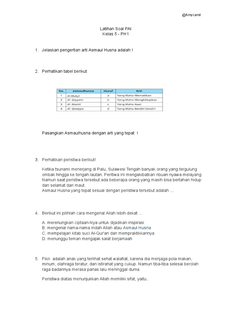 Latihan Soal Pendidikan Agama Islam Pdf