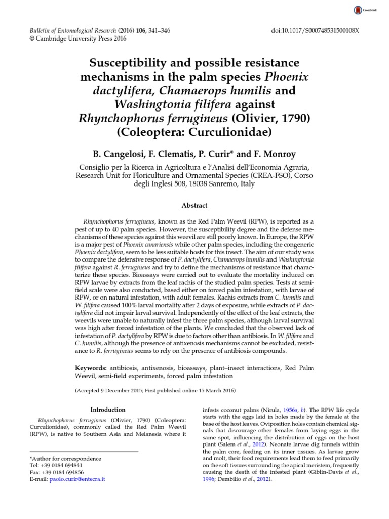 Susceptibility and Possible Resistance | PDF | Arecaceae