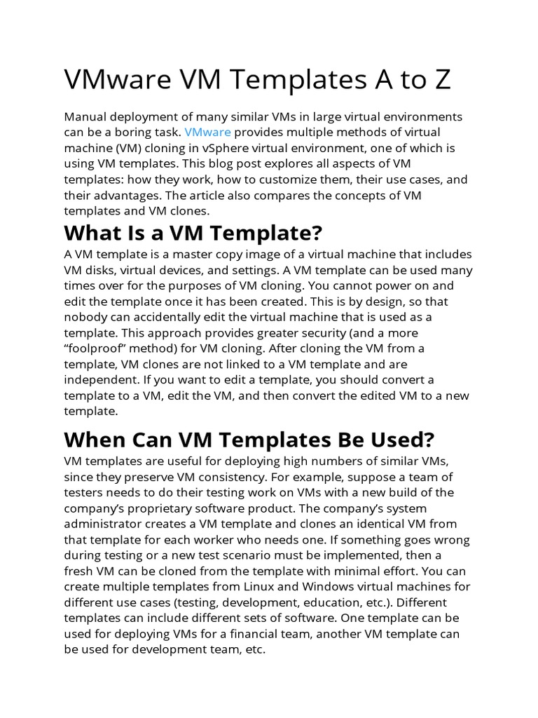 VMware VM Templates A To Z PDF