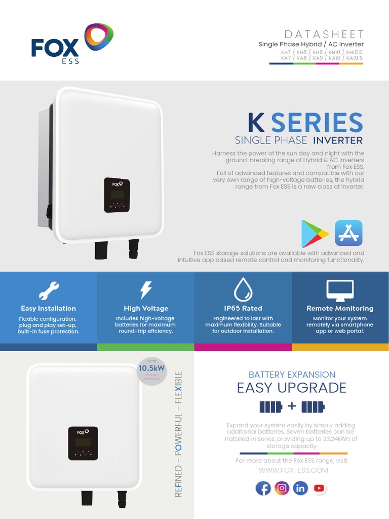 Fox ESS K Series Datasheet 3.22 | PDF | Power Inverter | Electromagnetism