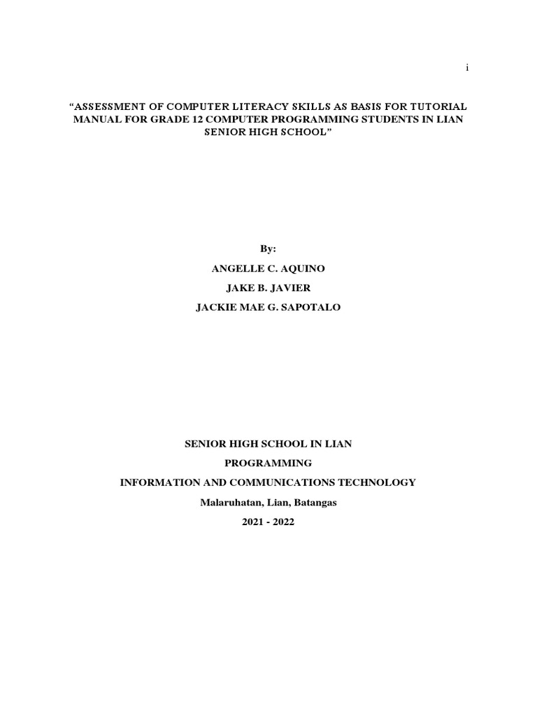 assessment-of-computer-literacy-skills-as-basis-for-tutorial-manual-for