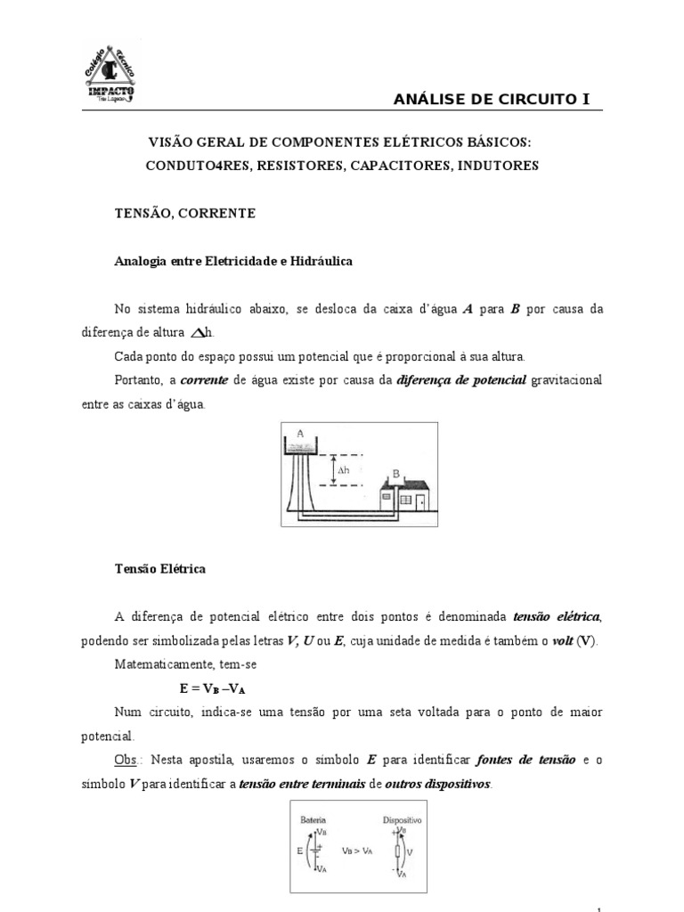 Análise de Circuito Elétrico I | PDF | Rede elétrica | Eletricidade