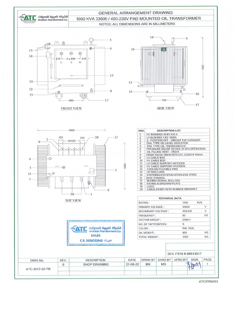 1000kva, Sec 33-0.4KV | PDF