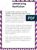 Summarizing Nonfiction Text Includes Passagesto Summarize Informational Text