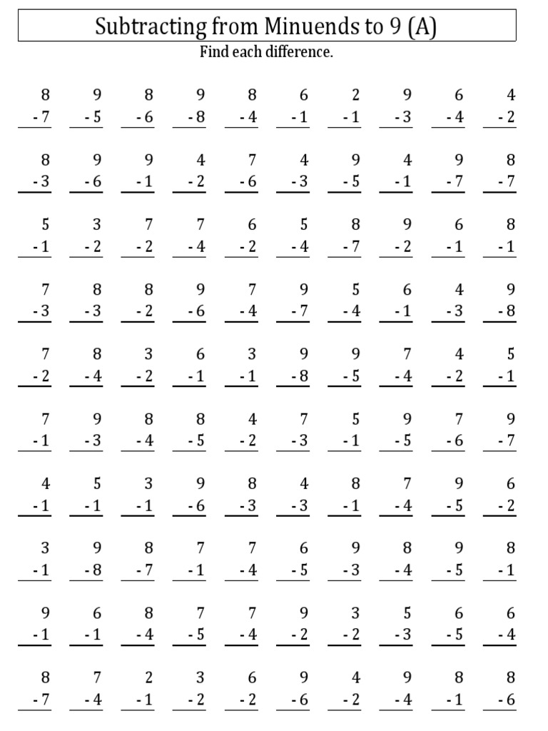 Subtract pdf subtraction arithmetic