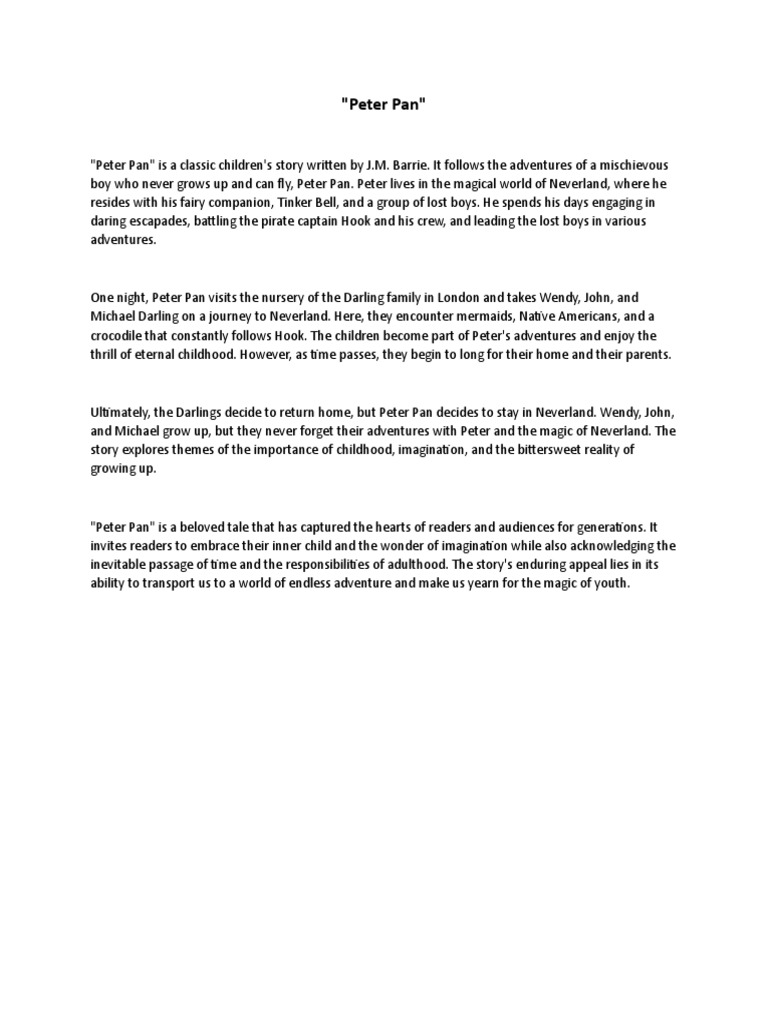 Peter Pan Summary PDF