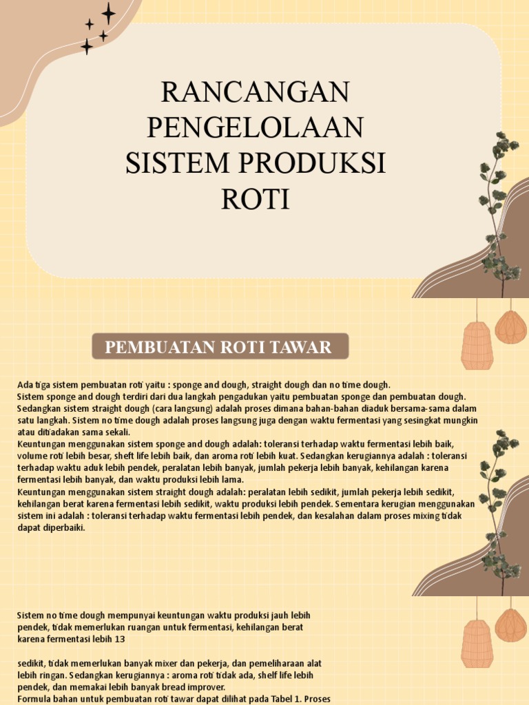 Rancangan Pengelolaan Sistem Produksi Roti | PDF | Memasak, Makanan ...