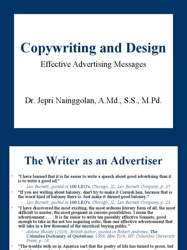 Copywriting and Design | PDF | Advertising | Page Layout