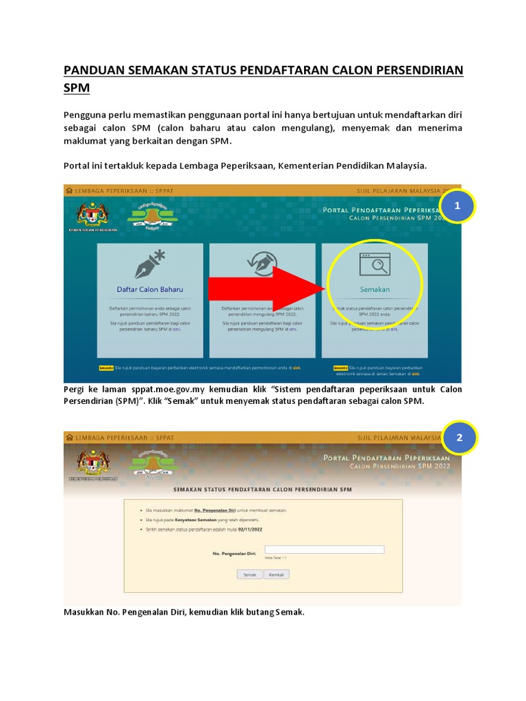Semakan Pendaftaran Calon SPM 2025 | PDF