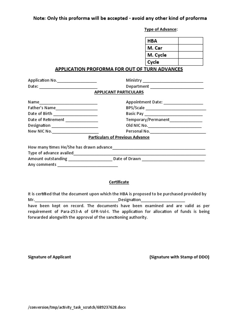 House Building Advance Form | PDF