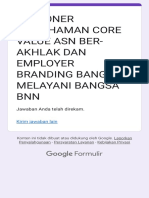 Kuisioner Pemahaman Core Value Asn Ber-Akhlak Dan Employer Branding Bangga Melayani Bangsa BNN