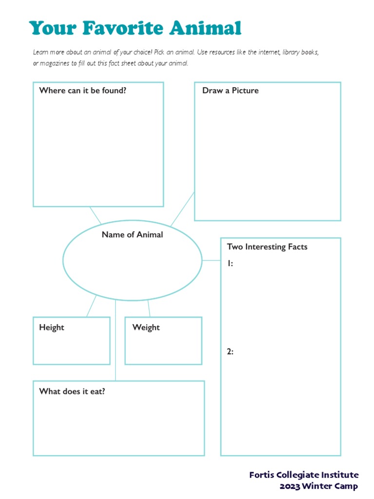 Animal Research Graphic Organizer PDF