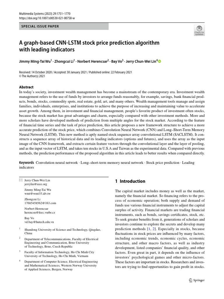 A Graph Based CNN LSTM Stock Price Prediction Algorithm With Leading