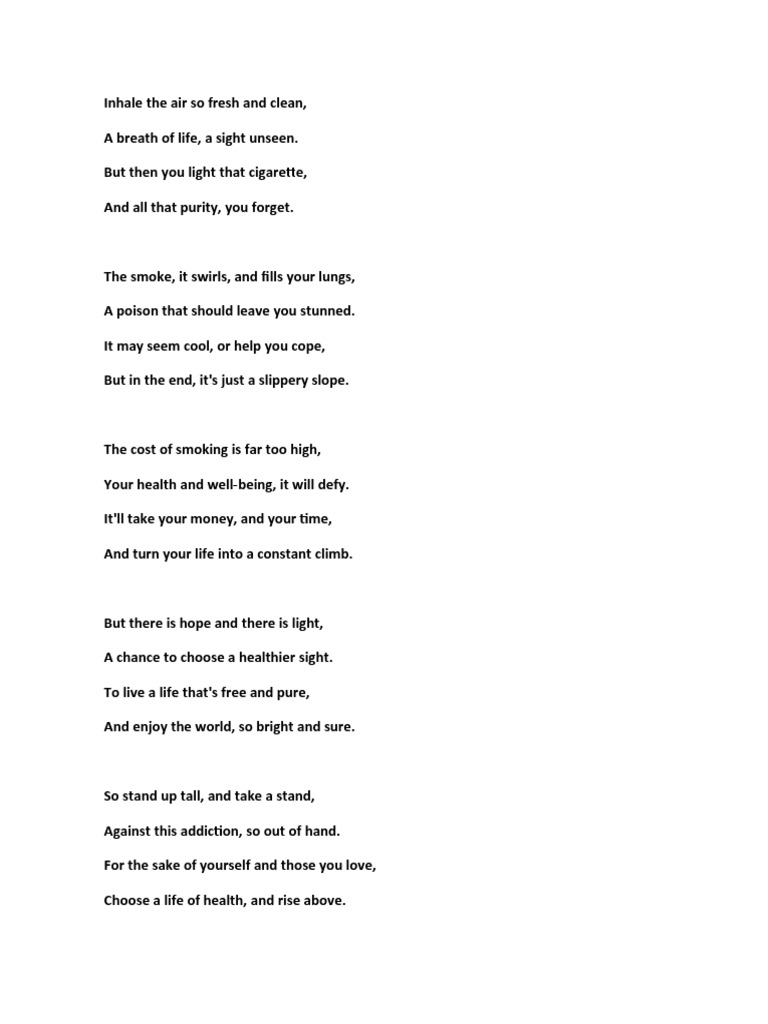 Anti-Smoking Poem for Health Awareness