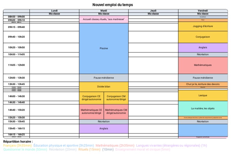 Nouvel emploi du temps scolaire | PDF