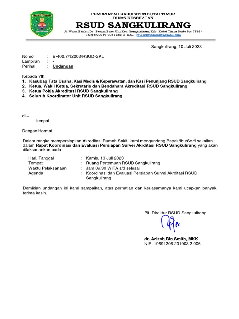 Undangan Rapat Akreditasi Juli | PDF