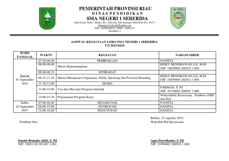 Jadwal LDKS | PDF