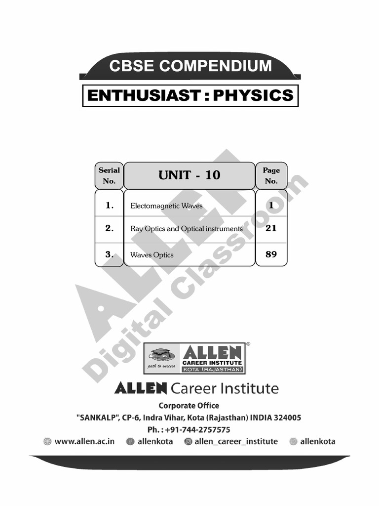 Electromagnetic Waves Ray Optics Optical Instruments And Wave Optics Pdf