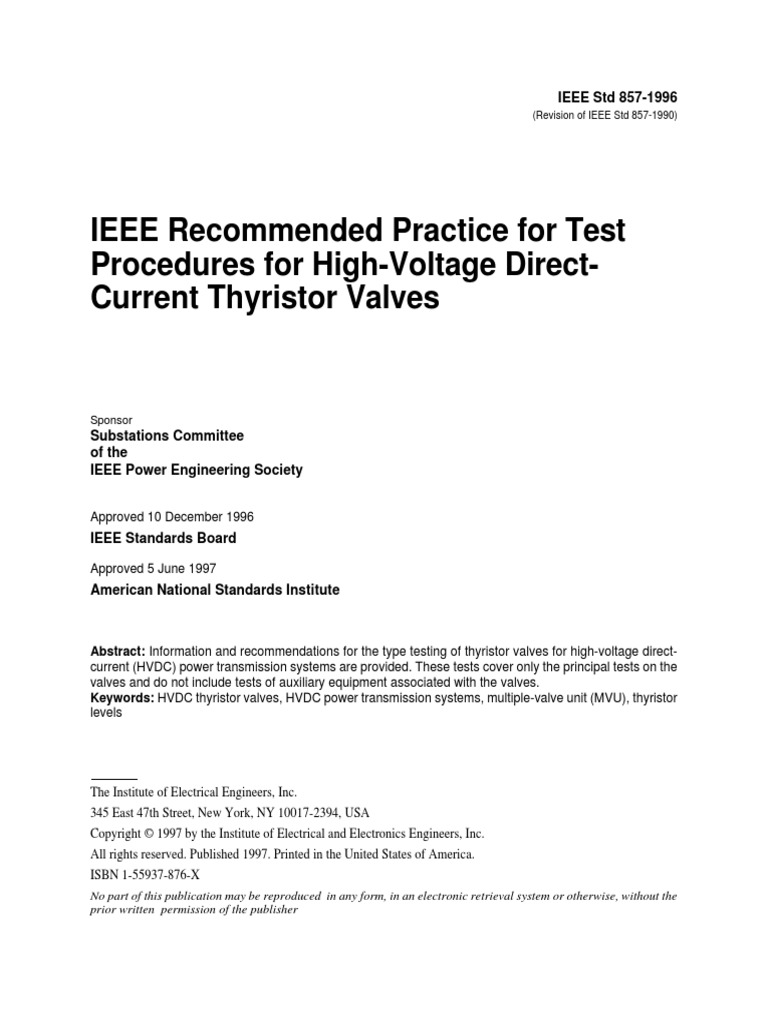 IEEE Recommended Practice For Test Procedures For High-Voltage Direct ...