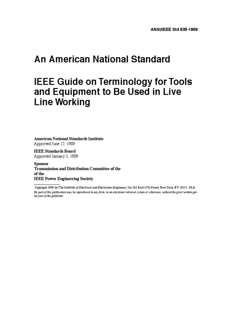 An American National Standard IEEE Guide On Terminology For Tools and