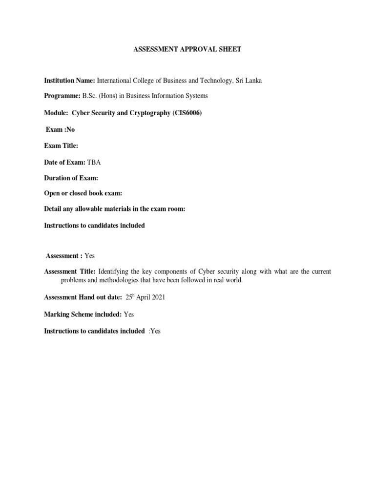 Cyber Security and Cryptography Assessment | PDF | Information Security ...