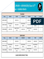 Classes Schedule 11th JEE