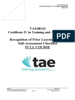 TAE Training Academy RPL Checklist Full Course