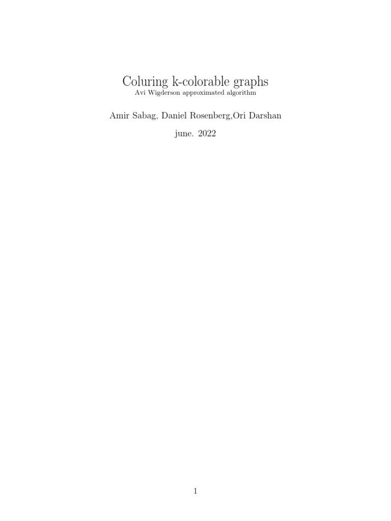 Coluring K-Colorable Graphs | PDF | Vertex (Graph Theory) | Graph Theory