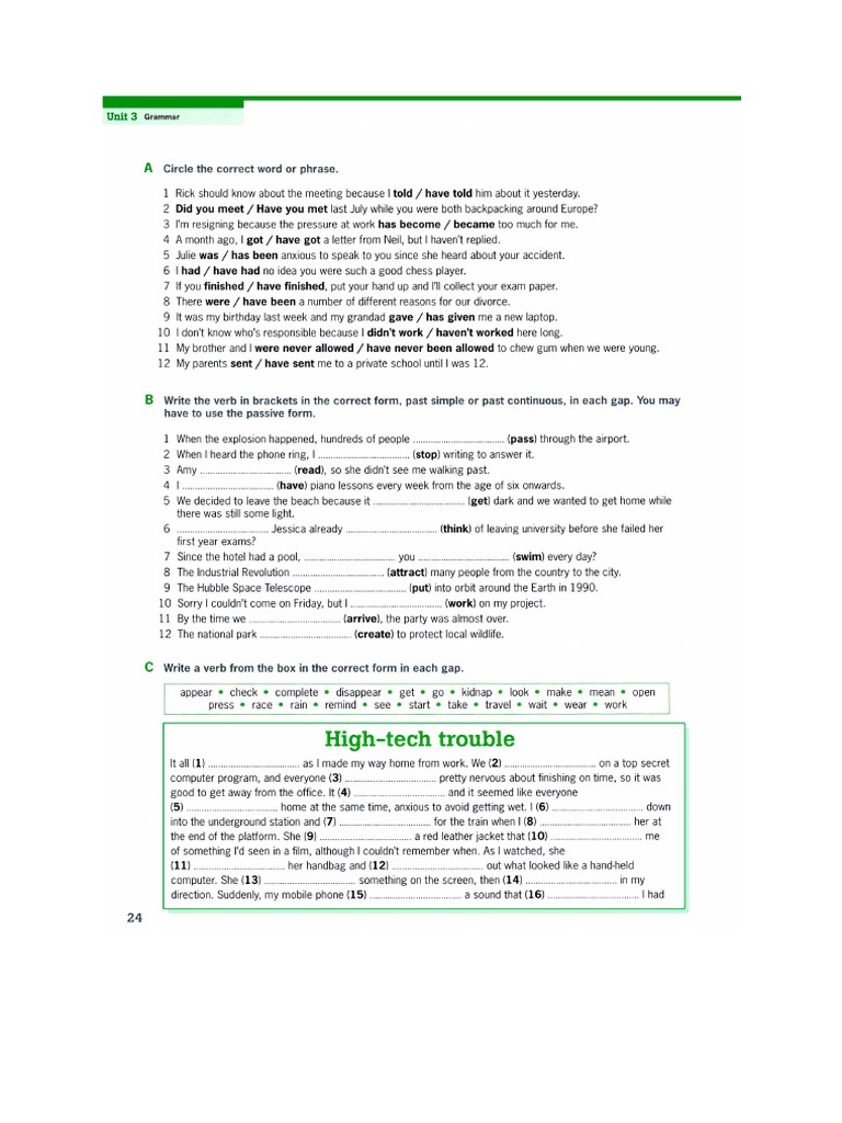 Past tenses exercises c1 pdf