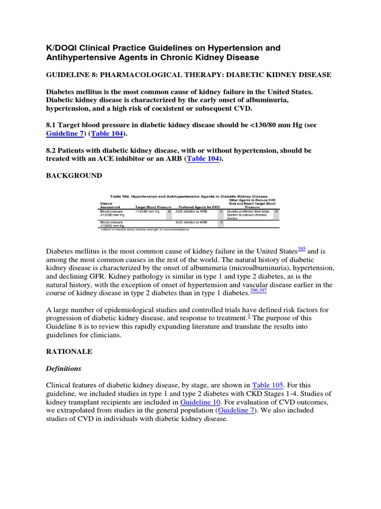 Diabetic Kidney Disease Management Guidelines | PDF | Chronic Kidney ...