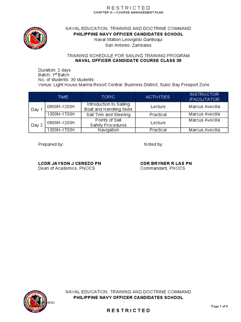 TRAINING PROJECT PLAN NAVY visual data 4