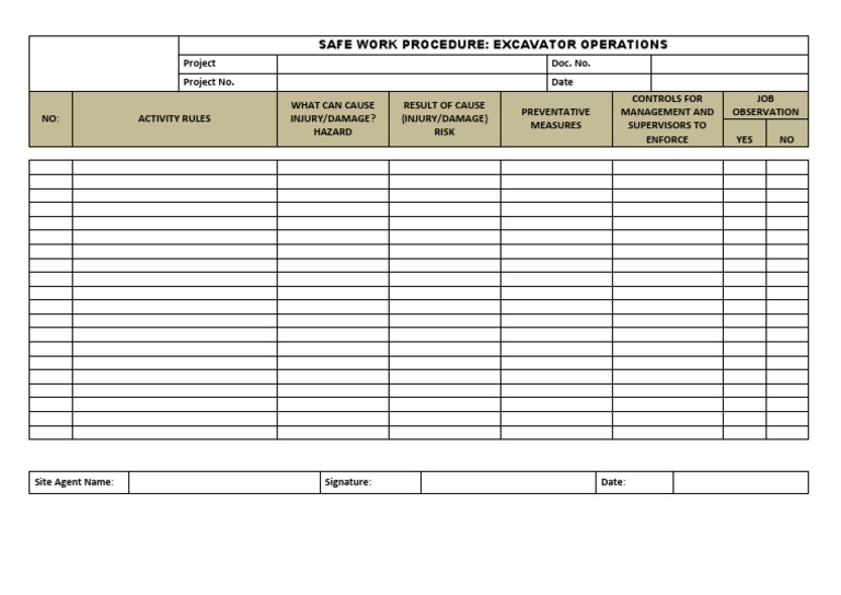 00 Safe Working Procedure Template PDF