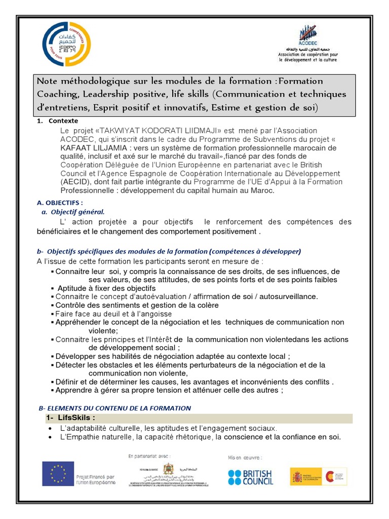 Modèle de TDR pour formation professionnelle | PDF | la communication ...