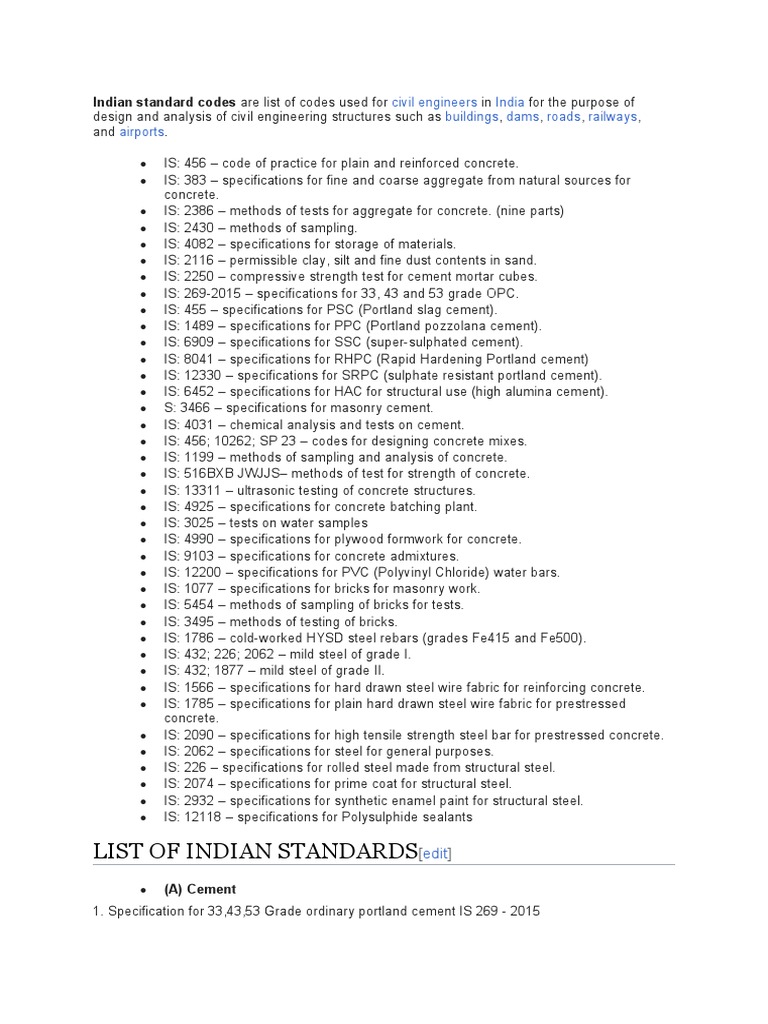Indian Standard Codes PDF Concrete Cement