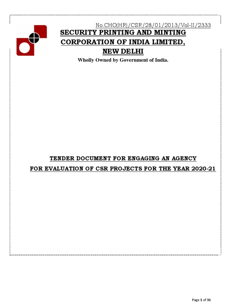 Evaluation of csr projects limited tender pdf business economies