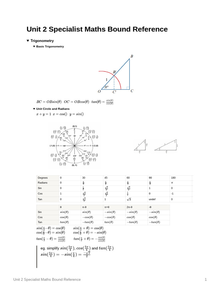 VCE Unit 2 Specialist Maths Bound Reference | PDF | Euclid | Algebraic ...