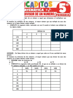 Multiplo y Divisor de Un Numero para Quinto Grado de Primaria