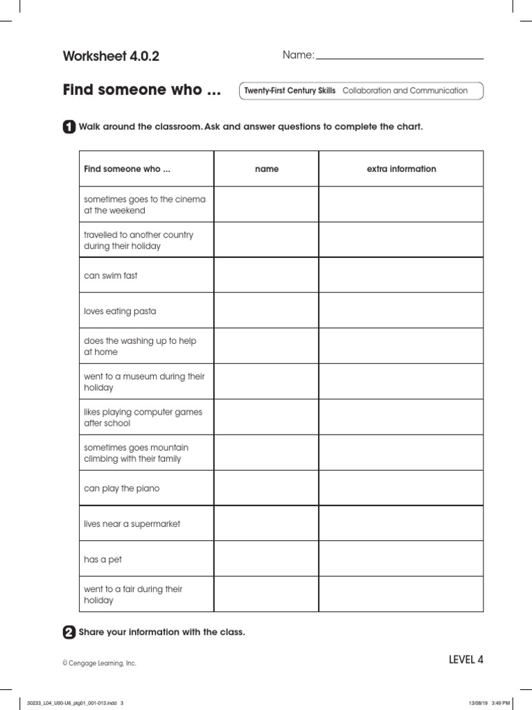 Collaborative Skills Worksheet | PDF