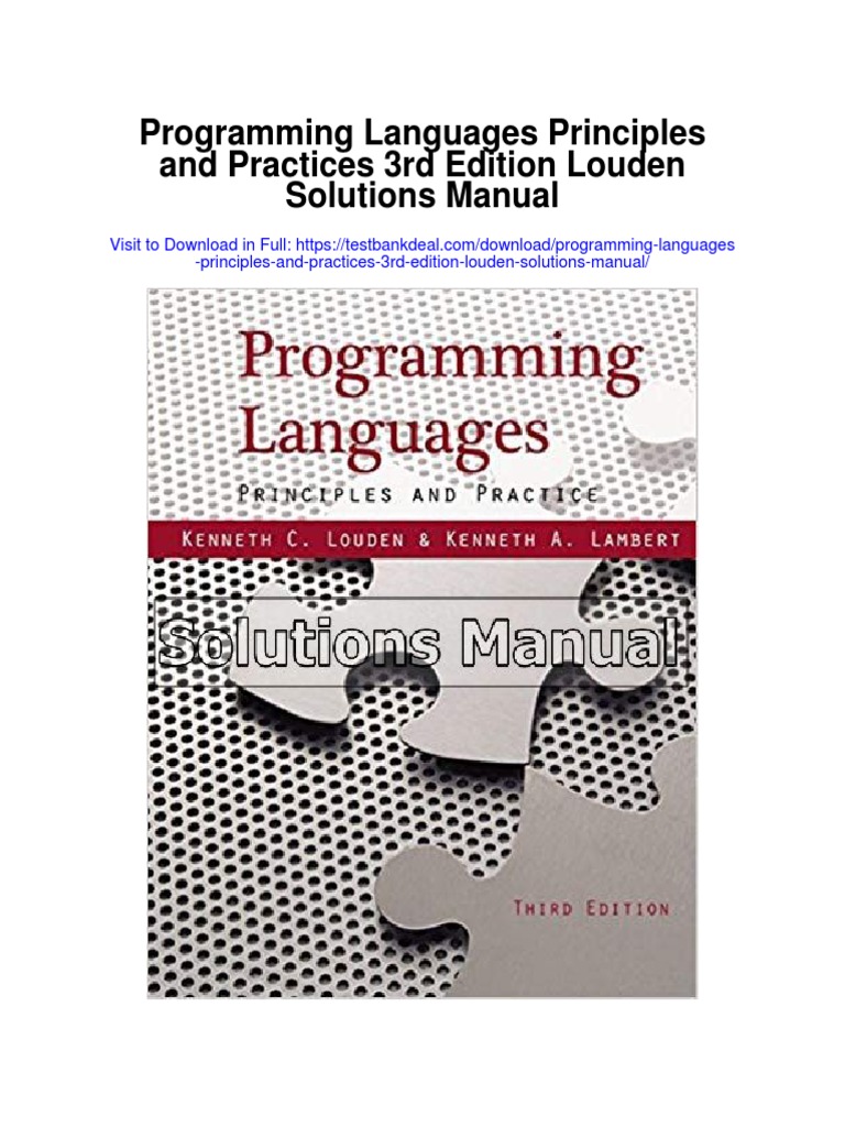 Programming Languages Principles and Practices 3rd Edition Louden Solutions Manual PDF