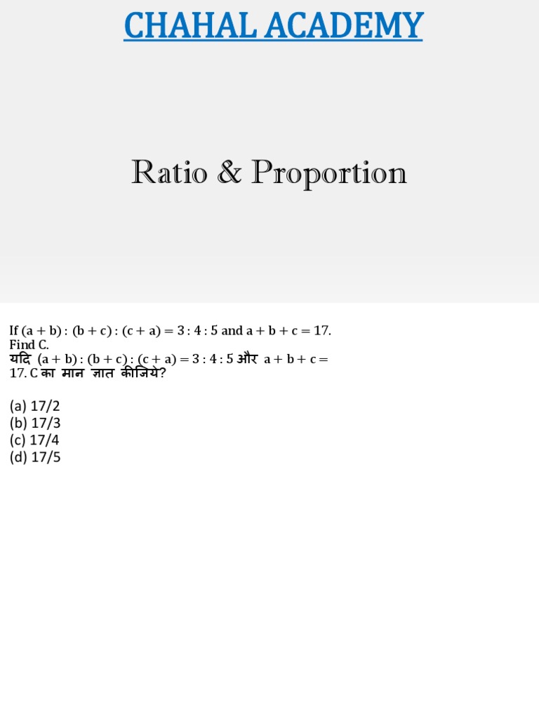 Ratio and Proportion III 1 | PDF