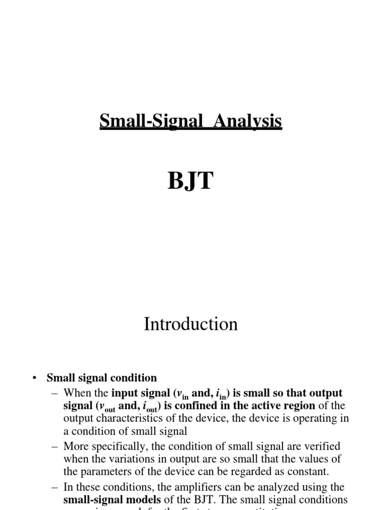 Small-Signal Analysis of BJT Amplifiers | PDF | Amplifier | Bipolar ...