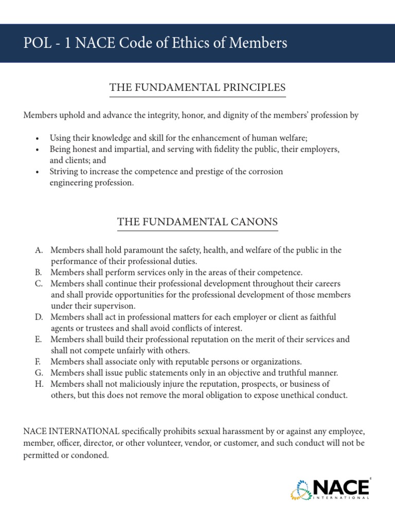 Corrosion Engineers' Code of Ethics | PDF | Finance & Money Management