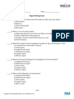 Report Writing - Report Writing Exam and Answer Key