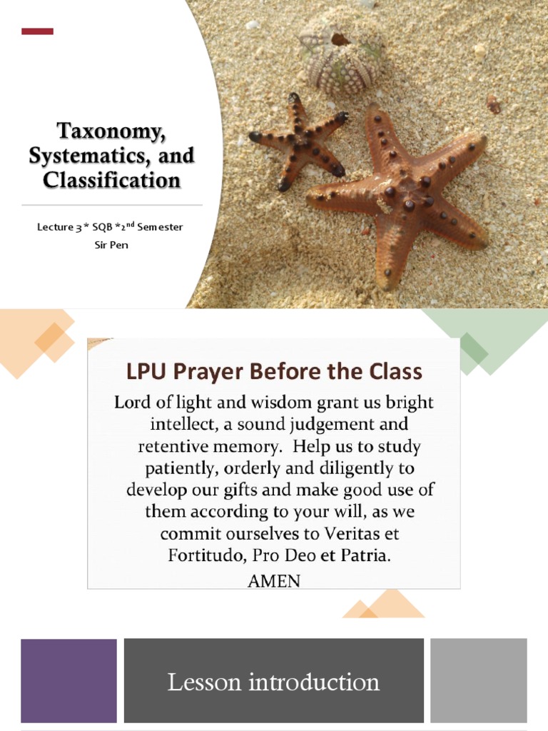 Lecture 3 Taxonomy Systematics And Classification Pdf