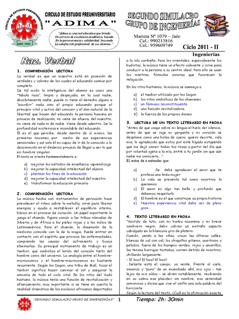 Segundo Examen Adima | PDF | Vector Euclidiano | Velocidad