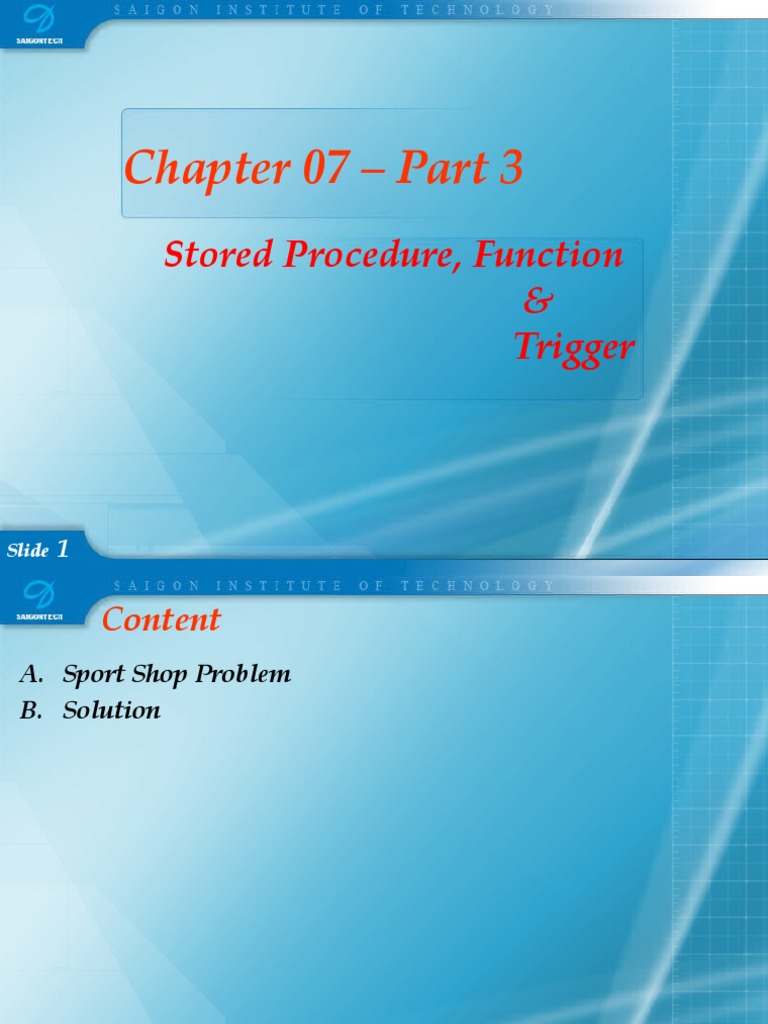 Store procedure function trigger pdf information retrieval