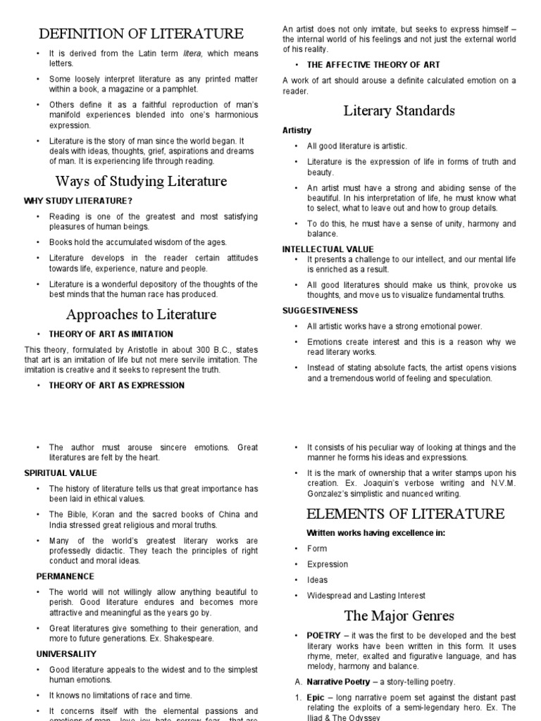 Definition of Literature | Download Free PDF | Poetry | Thought