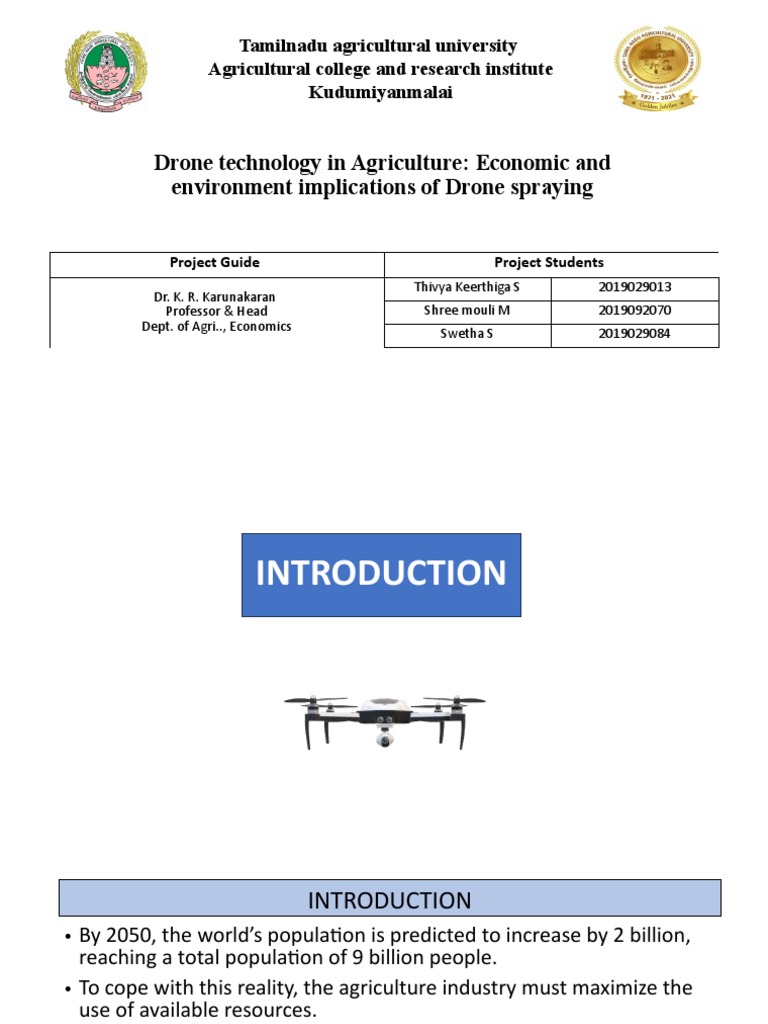 Drone Technology in Tamil Nadu Agriculture | PDF | Unmanned Aerial ...