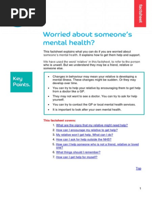 Worried About Someones Mental Health Factsheet