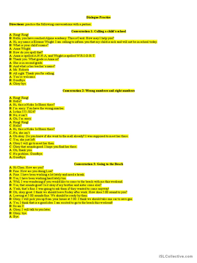 Dialogue Practice | PDF